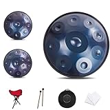 Handpan Drum Instrument - 55 cm 9/10/12 Notes - Steel Tongue Drum for Adults with Stand, Mallets, Carry Bag, 432Hz/440Hz