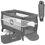 Lionelo Stefi Plus 2-in-1 Reisebett und Laufstall bis 15 kg Babybett Kinderreisebett mit Matratze Seitlicher Eingang mit Reißverschluss Hochwertige Schaumstoffmatratze