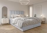 AXLIVING Boxbett Merea Boxspringbett Grau mit Bettkasten 140x200 cm