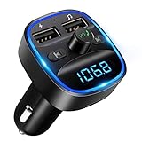 LENCENT Bluetooth FM Transmitter Auto, Adapter Bluetooth Transmitter für Auto Radio, Freisprecheinrichtung, 2 USB Ports, Unterstützt SD-Karte USB-Sticks