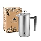 Groenenberg French Press aus Edelstahl | 0,6 Liter (3 Tassen) | Erhältlich in 3 Größen | Thermo Kaffeebereiter doppelwandig isoliert | Kaffeepresse inkl. Ersatzfiltern & Anleitung | Coffee Press