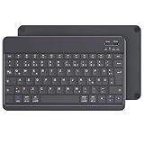 Emetok Deutsche Bluetooth Tastatur für iPad Air/iPad Pro/Mini/iPad 10.9/10.2/9.7/iPhone/Samsung/Android, Vergrößerte Tastenkappen, Wiederaufladbar, QWERTZ, Tragbare Kabellose, Ultra-dünn, Schwarz