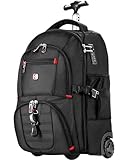 Rucksack mit Rollen 17 Zoll Laptop Trolley Pilotenkoffer Business Aktenkoffer Reiserucksack Kofferrucksack Handgepäck Tasche, Groß Laptoptasche Koffer Flugzeug Kofferrucksack Herren für Reisen Arbeit