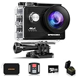 Apexcam 4K Action Cam 20MP mit 64GB Speicherkarte WiFi Sports Kamera Ultra HD Unterwasserkamera 40m 170 ° Weitwinkel 2.4G Fernbedienung Zeitraffer 2x1050mAh Akkus