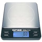 Dipse Digitale Laborwaage TP-2000 x 0,1 - Feinwaage mit 0,1g genauer Auflösung Digitalwaage bis 2000g / 2 kg Wägebereich 2000 x 0,1g, Farbe Schwarz