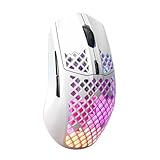 SteelSeries Aerox 3 Wireless - RGB Gaming-Mouse mit Öffnungen in der Oberfläche - Federleichtes, wasserabweisendes Design - Optischer TrueMove Air-Sensor mit 18.000 DPI - Snow