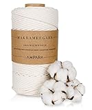 Ampara - Weiches Makramee Garn 4mm x 120m, 100% Baumwollgarn (Garn für Makramee ohne Chemie für hochwertige Handarbeitskunst)