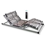 ErgoPlus elektrischer Lattenrost - Top Ergonomie - Made in Germany - 7 Zonen - Härteregulierung - orthopädisch - fertig montiert - Kopf- & Fußteil verstellbar mit Motor - Funkfernbedienung (140x200)