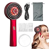 Lumetras Roter Haarmassager, elektrischer Kopfhautmassager für Haarwachstum, 2-in-1-Elektro-Haaröl-Applikator und Kopfhautmassagebürstenkamm, IPX7 wasserdichter Ölspender für Haare