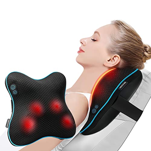 ONLYCARE Massagekissen mit Wärmefunktion Shiatsu Massagegerät Rückenmassagegerät mit 360°Rotierenden 3D Massageköpfen mit 3 Geschwindigkeiten & 2 einstellbare Temperatur Massagekissen Nacken Schulter