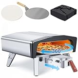 EROMMY Pizzaofen Gas mit Drehfunktion,500 Grad 20 Zoll (50,8 cm) tragbarer Pizzaofen Gas Outdoor mit Klappbaren Beinen,Tragetasche,Pizzastein, Gasofen für Camping, Hinterhof