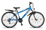 Talson 26 Zoll Mountainbike Fahrrad MIT 21-Gang, Gabelfederung & Beleuchtung Blau