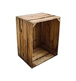 Teramico Holzbox Apfelkiste Obstkiste Weinkiste Holzkiste Vintage Shabby bürstenrein und stabil 50x40x30cm (Einzeln)