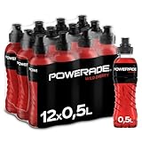 Powerade Sports Wild Cherry, kalorienarmes Sport Getränk mit Kirsch-Geschmack, mit Elektrolyten, Sport Drink in stylischen Einweg Flaschen (12 x 500 ml)