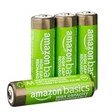 Amazon Basics AA-Batterien mit hoher Kapazität, wiederaufladbar, 2400 mAh, vorgeladen, NiMh, 4 Stück