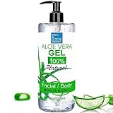 100% Natürliches Aloe Vera Gel | Extra Feuchtigkeitsspendend | Dermoprotektor | Anti-Aging & Anti-Falten | Aftersun & Aftershave Pflege | Haarmaske, Klar, 500 ml
