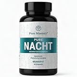 Pure Mastery® Pure Nacht Nährstoffkomplex mit Melatonin, Melisse, Passionsblume, Ashwagandha, Hopfen, B-Vitaminen, Magnesium und Aminosäuren - 90 Kapseln. Vegan