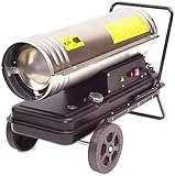 Edelstahl Heizkanone 55205 Bauheizer 30kW Diesel Heizung Ölheizgerät Bautrockner, Ölheizgebläse Überhitzungsschutz, Diesel Heizkanone Heizer, Füllstandsanzeige, elektronische Zündung, 230V AWZ
