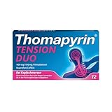 Thomapyrin TENSION DUO Schmerztabletten bei stärkeren Kopfschmerzen| 12 Stk | Einzigartige Kombination aus Ibuprofen und dem Booster Coffein | Wirkt 40% stärker als Ibuprofen 400 mg