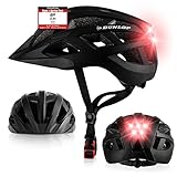 Dunlop Sports Fahrradhelm mit Licht - Sofort gesehen Werden - Ultraleichter Spezial Damen Herren Kinder Fahrrad Helm mit Visier und Rücklicht für hohe Sicherheit - Urban (Schwarz, M (55-59 cm)