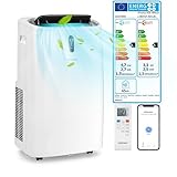 COSTWAY 5 in 1 mobile Klimaanlage mit Abluftschlauch, 16000BTU Klimagerät 4,7Kw Heizlüfter Luftentfeuchter mit Schlafmodus, Heizen & Kühlen, Fernbedienung/App, 24H Timer