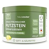 hauszauber® - Universalstein 450 g [ÖKO-POWER] - Grüner Putzstein - Reinigungsstein mit Limettenduft - Weißer Stein + gratis Schwamm