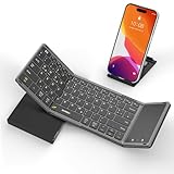 seenda Faltbare Bluetooth Tastatur mit Touchpad, Wiederaufladbare Kabellose Klappbare Tastatur mit Trackpad für Android Windows iOS Mac Handy Tablet Laptop, DE QWERTZ, 3 Bluetoothkanälen, Schwarz