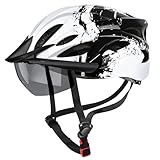 Joellfuner Fahrradhelm Erwachsene, Fahrradhelme Helme Damen Herren mit Abnehmbarer Magnetische Schutzbrille, Multisport Helmet, Verstellbar Rennradhelm, MTB Helm, für Mountainbike, Roller, 57-62cm