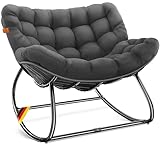 KESSER® Schaukelstuhl für drinnen & draußen ergonomischer Schaukelsessel | maximale Belastung von 120kg Relaxsessel mit Rutschfesten Füßen, Witterungsbeständig | Ideal für Balkon, Garten & Wohnzimmer