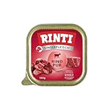 Rinti - Singlefleisch | Nassfutter für Sensible, ausgewachsene Hunde mit 100% Rindfleisch. Alleinfutter in Schälchen ohne Getreide, Kohlenhydrate und künstliche Zusätze | 10x150g Rind Pur