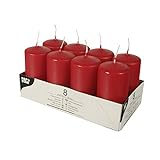 PAPSTAR Kerzen, Paraffin, Rot, 50 mm · 100 mm (8er Pack), 20.2 x 10.3 x 10 cm ( Die Artikelverpackung kann geringfügig abweichen )