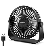 TriPole USB Tischventilator, 3 Geschwindigkeiten Starker Wind Tischventilator, 360° Rotation Persönlicher Tischventilator, Tragbarer Mini-Ventilator für Tisch Heim Schlafzimmer Büro, Schwarz