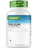 Kalium - 365 Kapseln mit 800 mg elementarem Kalium (aus Kaliumcitrat) pro Tagesportion - 100% Kaliumcitrat - Ohne Zusätze - Laborgeprüft - Vegan