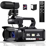 Videokamera 6K Camcorder 64MP 18X Digital Zoom Vlogging Camera for YouTube, 4.0' Touch Screen HD WiFi Videokamera mit 4500mAh Battery, 64G SD-Karte, Stabilizer, Microphone and Remote