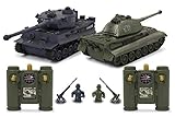Jamara 403635 Panzer Tiger Battle Set 2,4 GHz-Battlemodus mit simulierter Schadensanzeige (Antriebsausfall, Kampf-und Fahrunfähig), extrem wendig, Geschützfeuer, Maschinengewehrfeuer, Grün/Schwarz