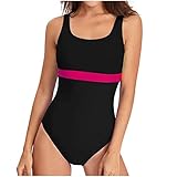 riou Einteiliger Badeanzug für Damen, elegant, Badeanzug für Damen, hohe Taille, Badeanzug, Push-Up, Sport-Badeanzug, Bohemian-Badeanzug, Grün XXL