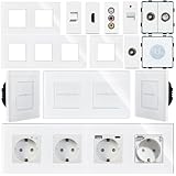 WLAN Steckdose & Touch Lichtschalter Wechselschalter Dimmer | LED beleuchtet | SmartHome | Alexa/Google Home kompatibel | Glasrahmen | LUXUS-TIME (WLAN Serienschalter)