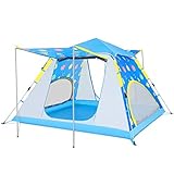 1-6 Personen Kuppelzelt, Outdoor Wasserdichtes Pop-Up-Zelt, UV-Schutz, Blumenmuster-Zelt, für Rucksackreisen, Radfahren, Wandern, Camping (A) (C)