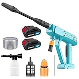 Akku Hochdruckreiniger,Ersatz für Makita 18V Akku,18V Mobiler Hochdruckreiniger mit 2 x 3000mAh Akku und 5M Schlauch,Schaumkrug,für Auto Waschen Teppichreinigen Bewässern