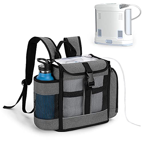 CURMIO Reisetasche für tragbare Sauerstoffkonzentratoren, Rucksack für Sauerstoffgerät, Tragetasche für Mobile Sauerstoffgerät mit verstellbaren Riemen, Patent Angemeldet, Grau