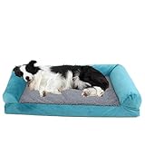 SJWJWOO Hundekorb Grosse Hunde mit DREI erhöhte Ränder, Hundesofa Für Mittlere Hunde mit Hohem Rand, Waschbar Wasserdicht rutschfest, Hundebett Memory Foam,L