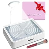Rolokit Nagelstaubsammler mit Lampe & 50 Stück Einwegfilter & Staubbürste, elektrischer Nagelstaubsauger Staubventilator Saugmaschine für Maniküre Acryl Gel Nägel Polieren, geräuscharm, Salon Home
