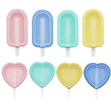 FANXIYA 8er Pack mini Silikon Eis am Stiel Formen mit Deckel Popsicle Formen BPA Frei Stieleisformen Eiscreme Formen für Kinder