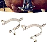 BONKZEBU Horse Spurs, Geschnitzte Dekoration Edelstahlsporen, Kleine und Tragbare Geschnitzte Sporen mit Rotierbarem Zahnrad für Reites