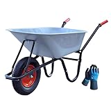 DIVID® Schubkarre 250Kg | 100Liter | Luftreifen mit Stahlfelgen | Schiebkarre | Bauschubkarre | Gartenschubkarre | Transportkarre mit robustem Stahlrahmen (Silber)