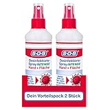 SOS Desinfektionsspray INTENSE für Hände + Flächen | beseitigen 99,99% der Bakterien, Pilze, Viren* (zB Herpes- Grippe- und Noroviren) | erweitertes Wirkspektrum**| 2 x 250ml