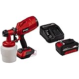 Einhell Akku-Farbsprühsystem TC-SY 18/60 Li Power X-Change (Li-Ion, 18 V, Förderleistung 650 ml/min, 800 ml Farbbehälter, inkl. 2,0 mm und 2,5 mm Düse, 4 Ah Akku und Ladegerät)