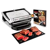 Tefal OptiGrill+ Kontaktgrill, 6 Programme, Garstufenanzeige, Abnehmbare Platten, Manueller Modus, Elektrogrill, Edelstahl, GC712D12