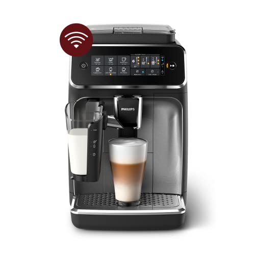 Philips Series 3200 Kaffeevollautomat – WLAN-Konnektivität, LatteGo Milchsystem, 5 Kaffeespezialitäten, Mit App-Steuerung, Intuitives Touchdisplay, Silber (EP3546/70)