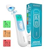 ELERA Fieberthermometer Ohr, Fieberthermometer Baby Kontaktlos mit 4 Messmodi, Fieberthermometer Digital mit Lautloser Funktion und1 Sekunde Schnelle Messung